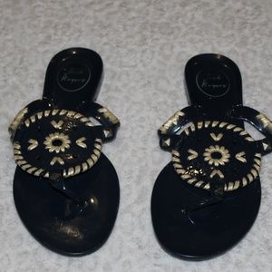 Navy and Gold Jelly Jack Roger Sandals